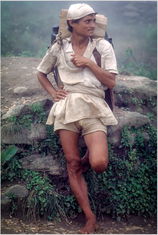 A Nepali in the Arun and River Valley en route to Makalu, 1986.