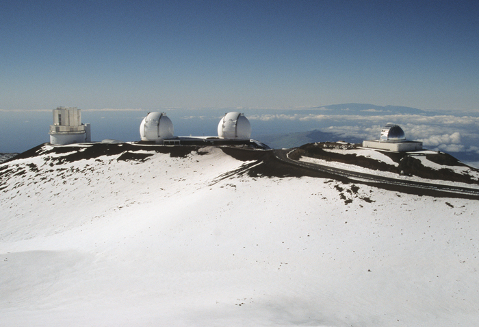 Although only one telescope was allowed on Mauna Kea on the big island of Hawaii by law, more than a dozen have been built, with their foundations piercing the bodies of the Gods. More telescopes are planned.