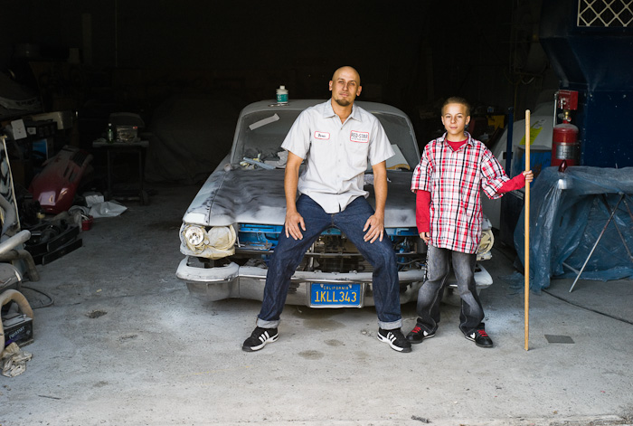 Steven Gonzales, of Sacramento, California, with his son.  (© Lewis Kostiner)