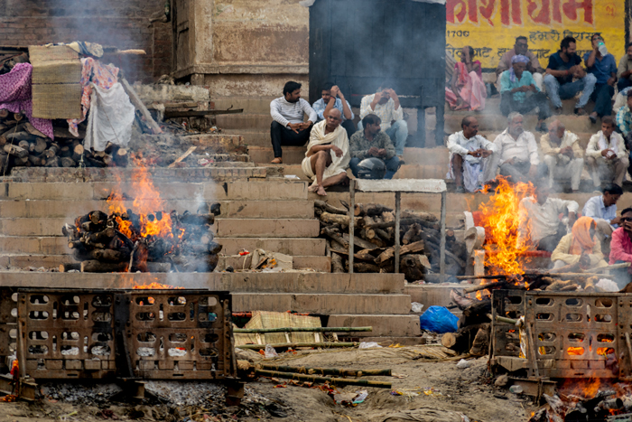 Harischandra Ghat cremation. While dying in Varanasi guarantees liberation from rebirth, most Hindus believe that cremation here offers likewise.